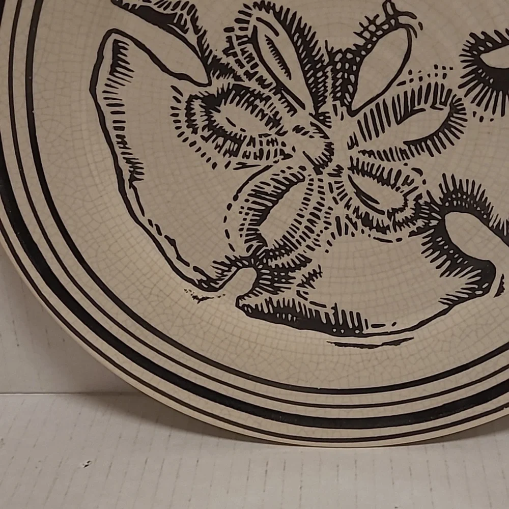 Pair of Vintage Pottery Barn Crackle Seashell Plates